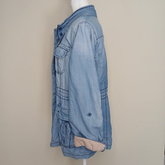 Anthropologie Marrakech Chambray Utility Lightweight Jacket Blue Size Large - Picture 7 of 11